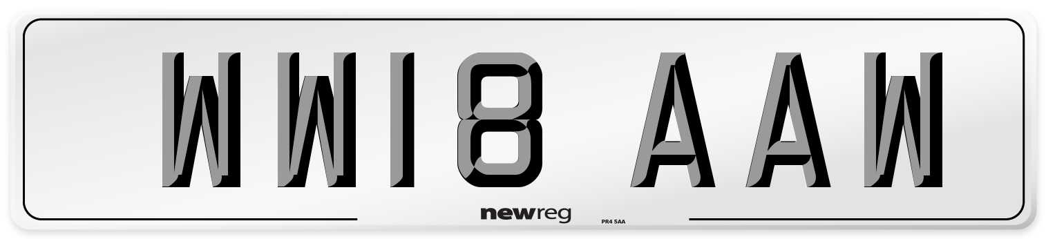 WW18 AAW Number Plate from New Reg